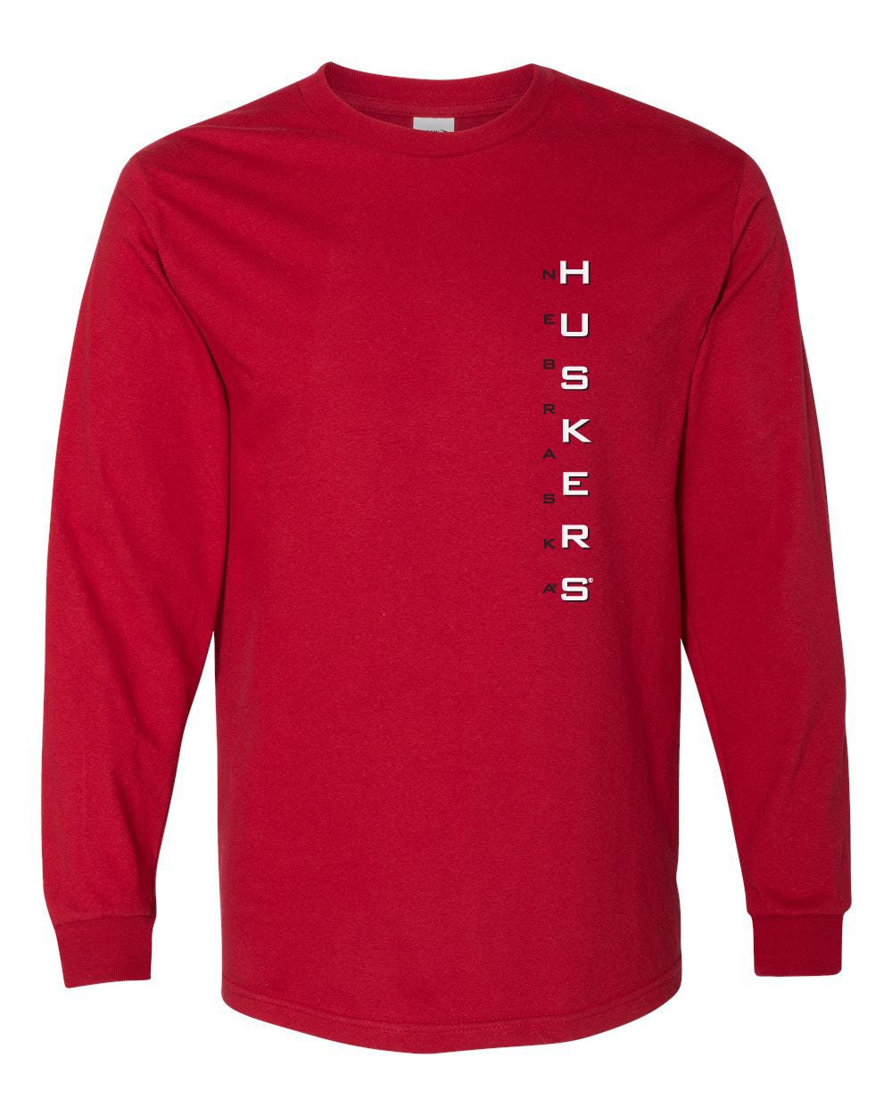 Nebraska Huskers Long Sleeve Tee Shirt - Vertical Nebraska Huskers