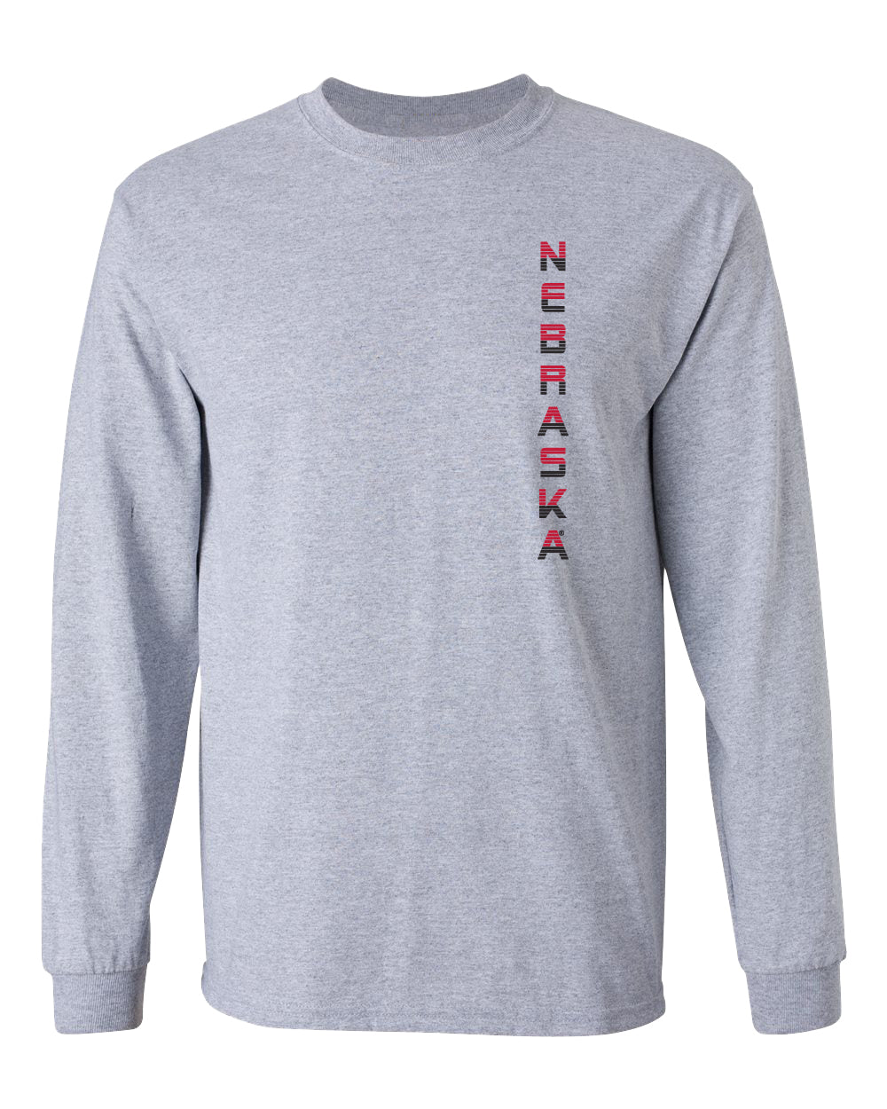 Nebraska Huskers Long Sleeve Tee Shirt - Striped Vertical Nebraska