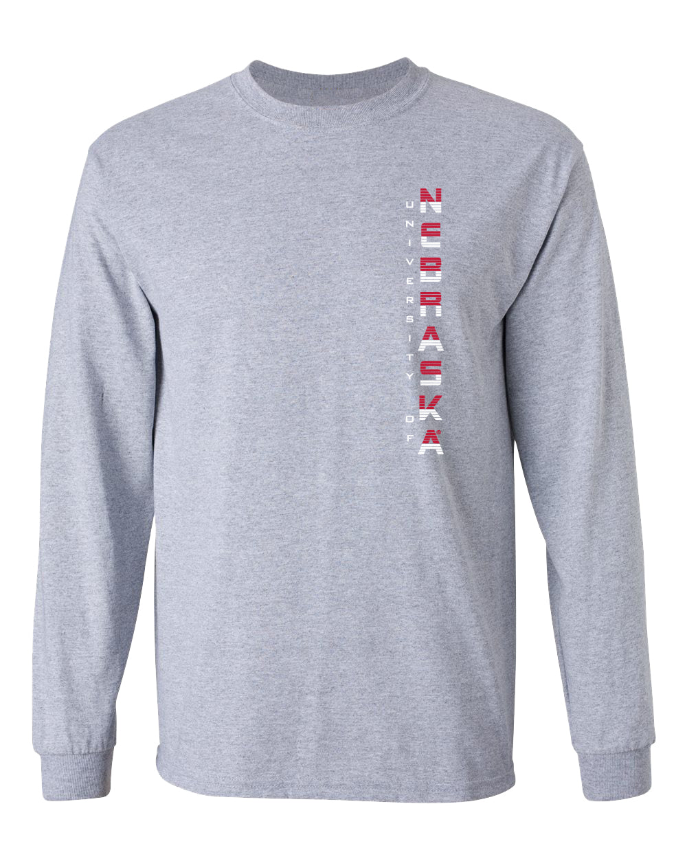 Nebraska Huskers Long Sleeve Tee Shirt - Striped Vertical University of Nebraska