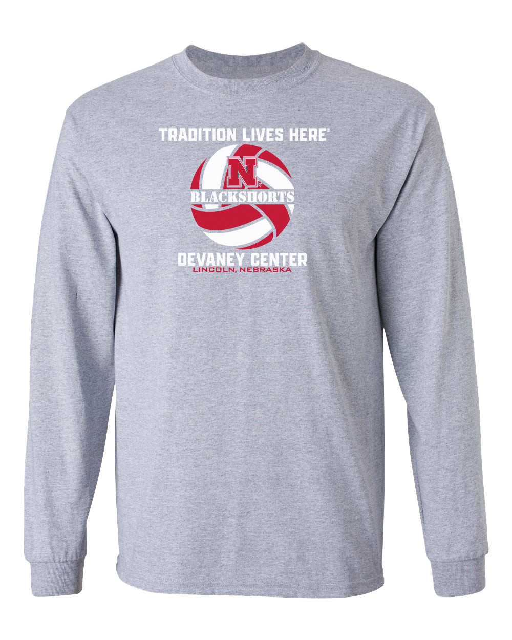 Nebraska Huskers Long Sleeve Tee Shirt - Blackshorts Volleyball Tradition Lives Here