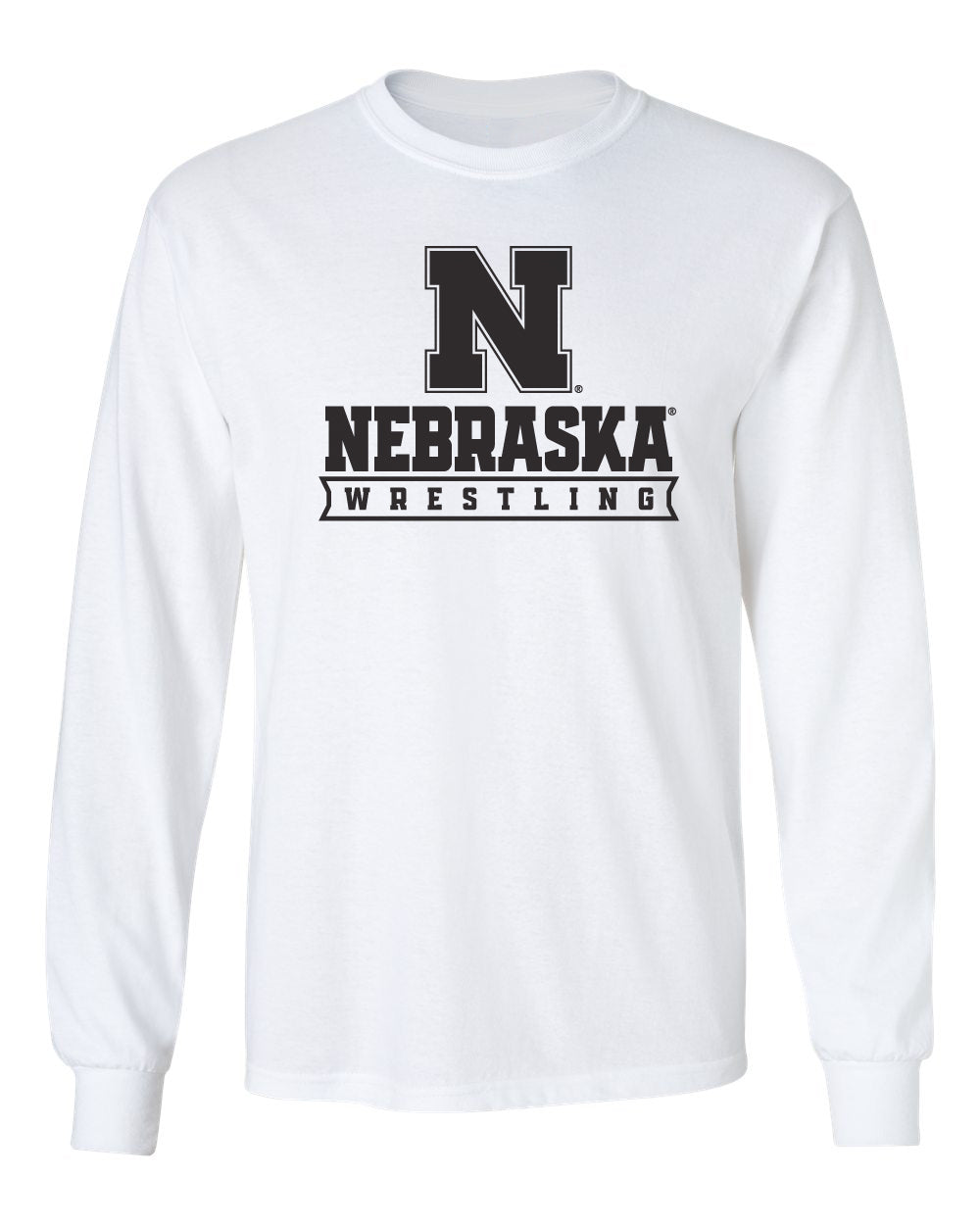 Nebraska Huskers Long Sleeve Tee Shirt - Nebraska Wrestling Black Ink