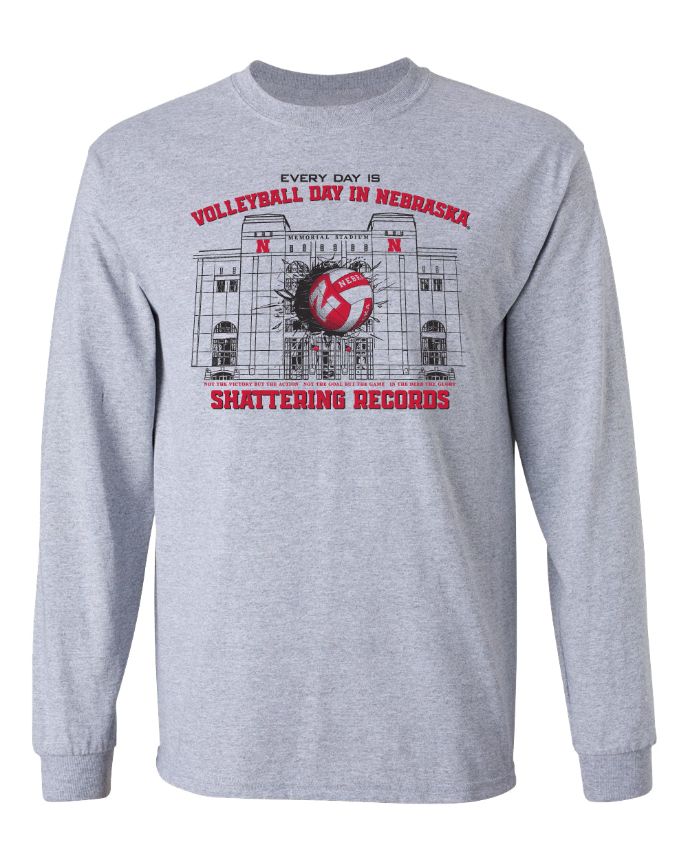 Nebraska Huskers Long Sleeve Tee Shirt - Volleyball Day in Nebraska