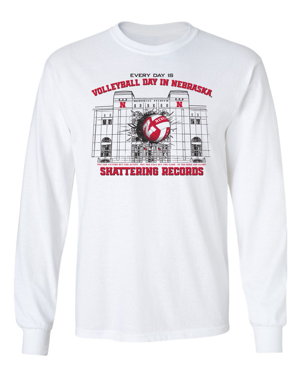 Nebraska Huskers Long Sleeve Tee Shirt - Volleyball Day in Nebraska