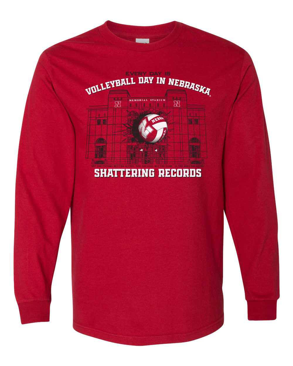 Nebraska Huskers Long Sleeve Tee Shirt - Volleyball Day in Nebraska