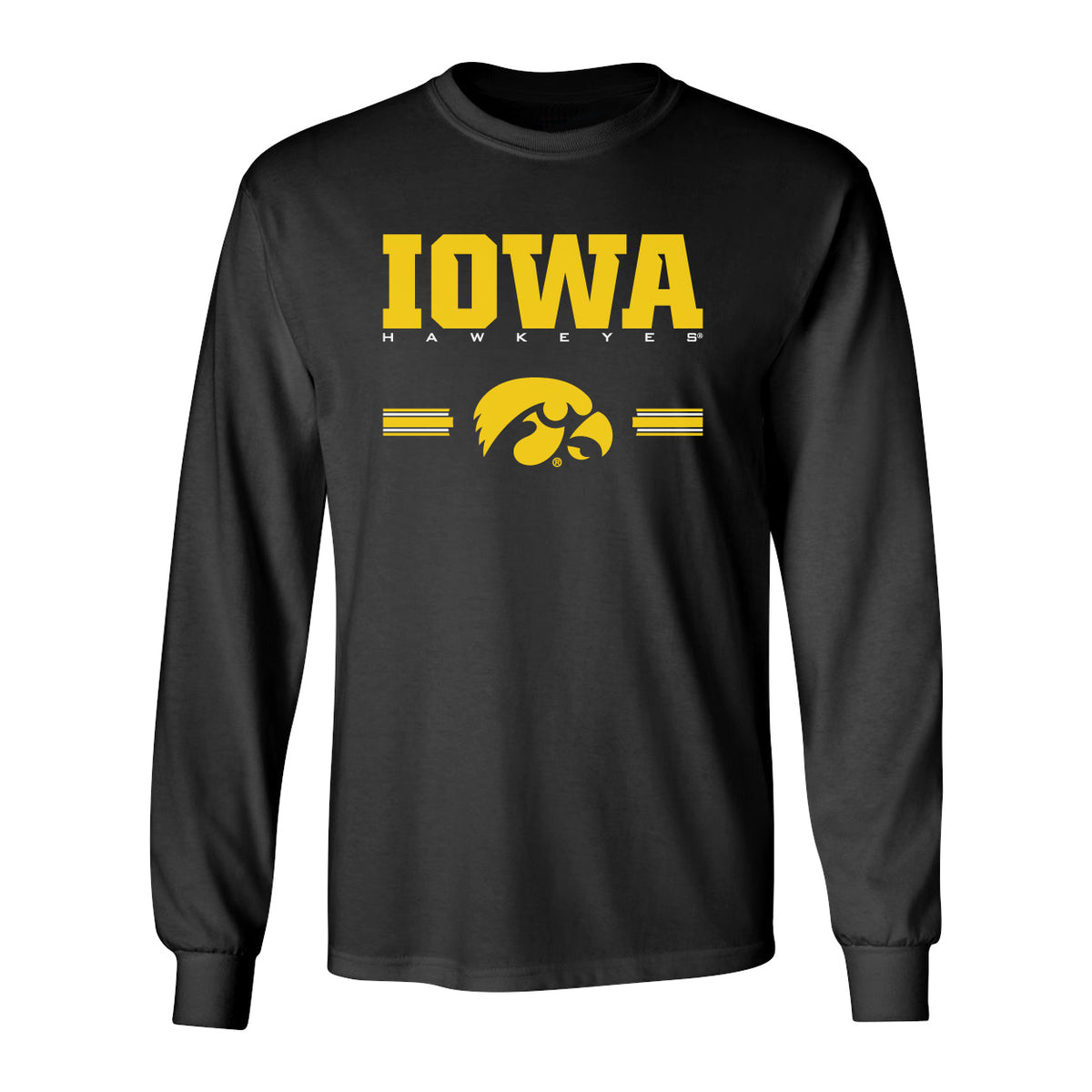 Iowa Hawkeyes Long Sleeve Tee Shirt - IOWA Hawkeyes Horizontal Stripe