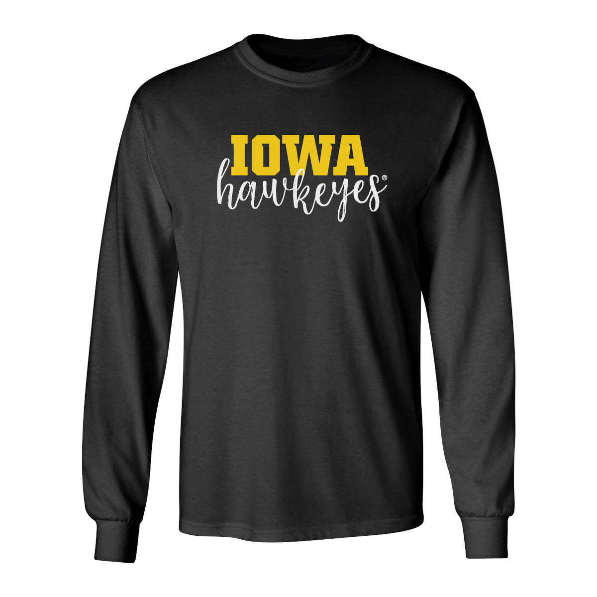 Iowa Hawkeyes Long Sleeve Tee Shirt - Iowa Script Hawkeyes