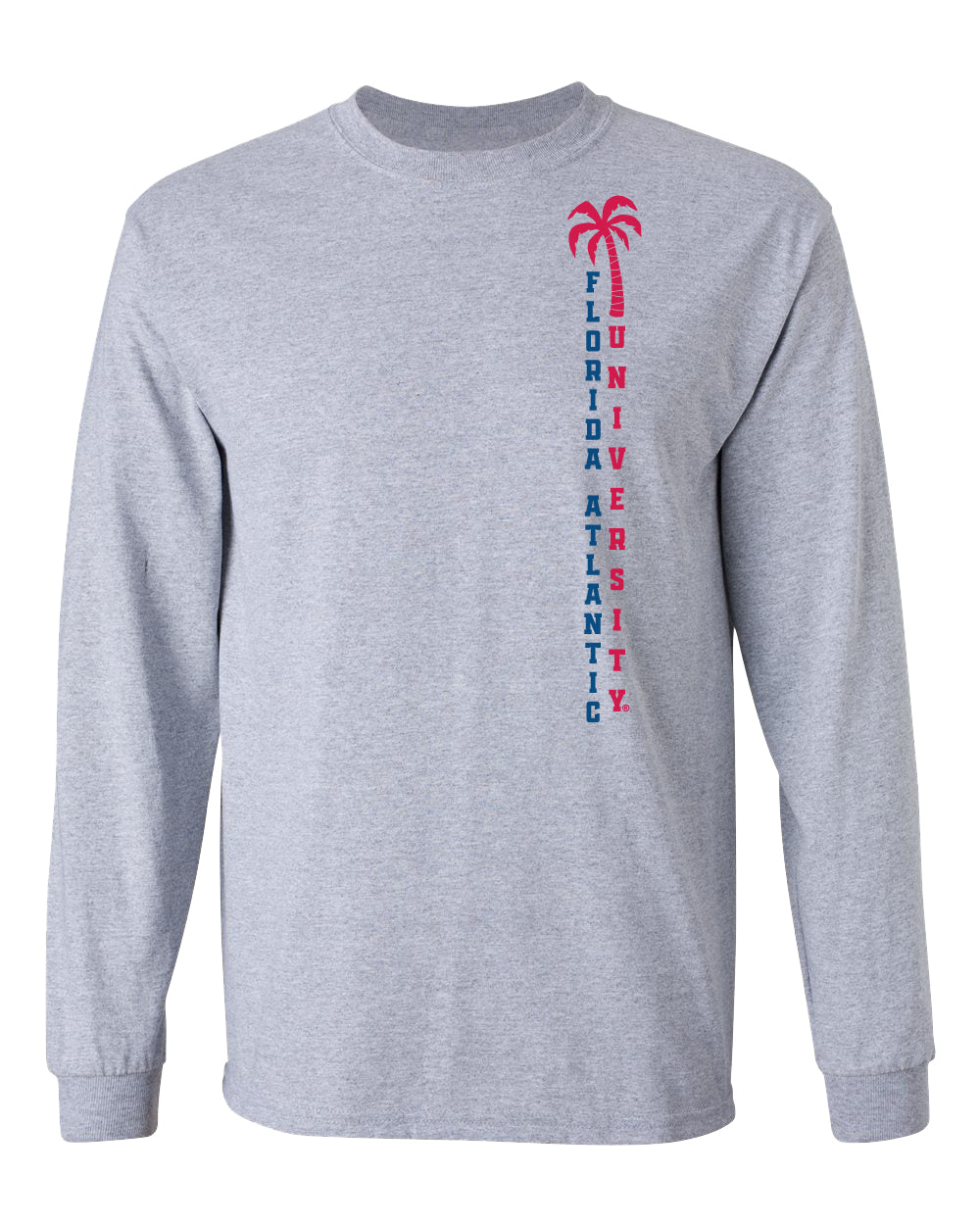 Florida Atlantic Owls Long Sleeve Tee Shirt - FAU Vertical Palm Tree
