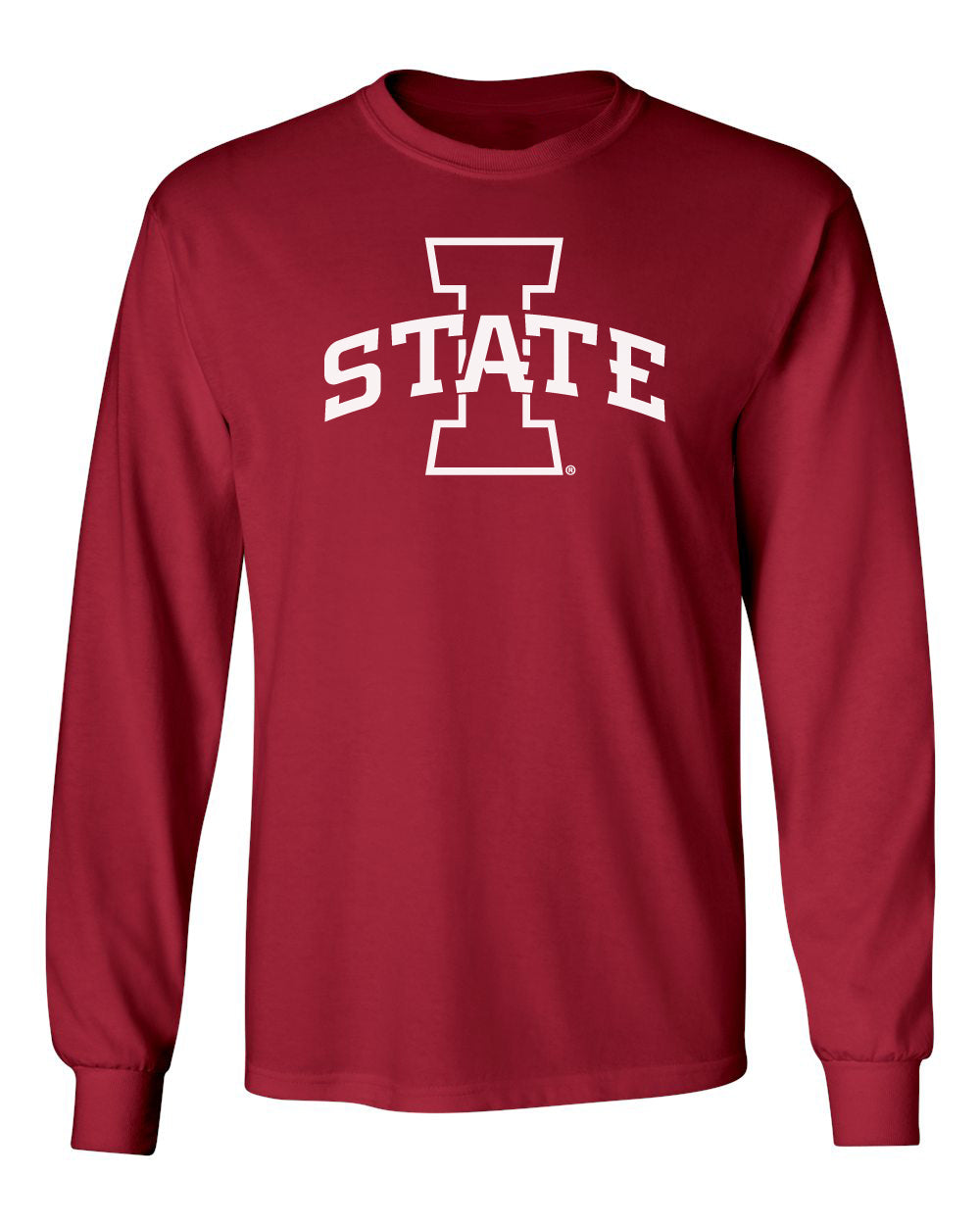 Iowa State Cyclones Long Sleeve Tee Shirt - Primary Logo White on Cardinal