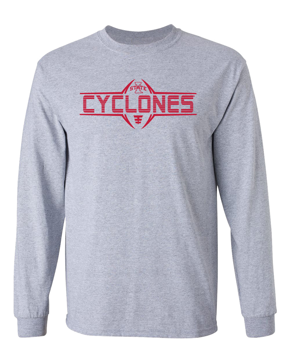 Iowa State Cyclones Long Sleeve Tee Shirt - Striped CYCLONES Football Laces