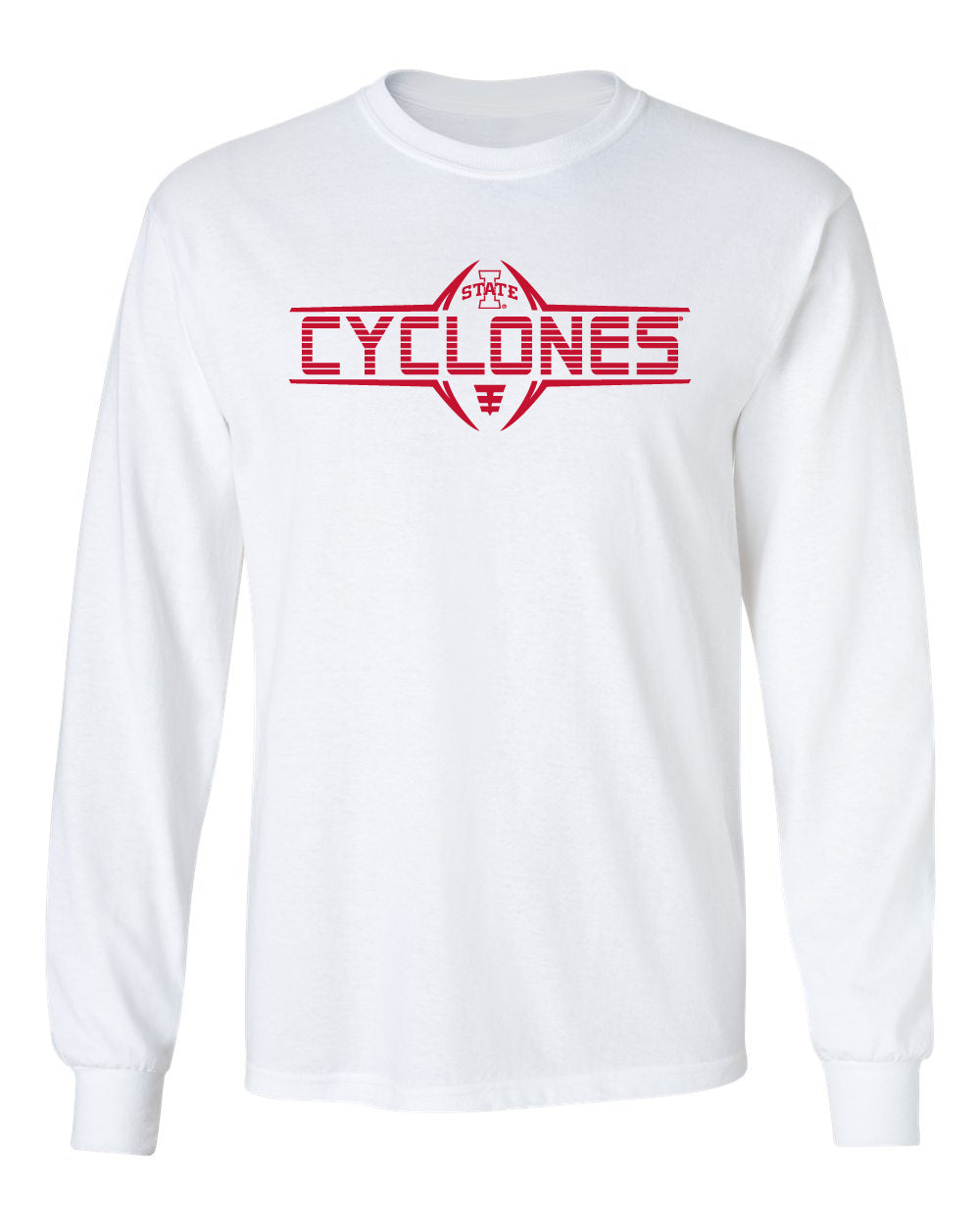 Iowa State Cyclones Long Sleeve Tee Shirt - Striped Cyclones Football Laces