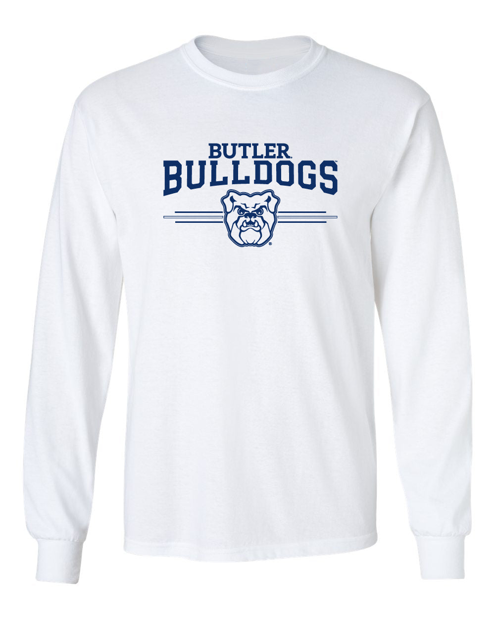 Butler Bulldogs Long Sleeve Tee Shirt - Bulldogs 3 Stripe Primary Logo