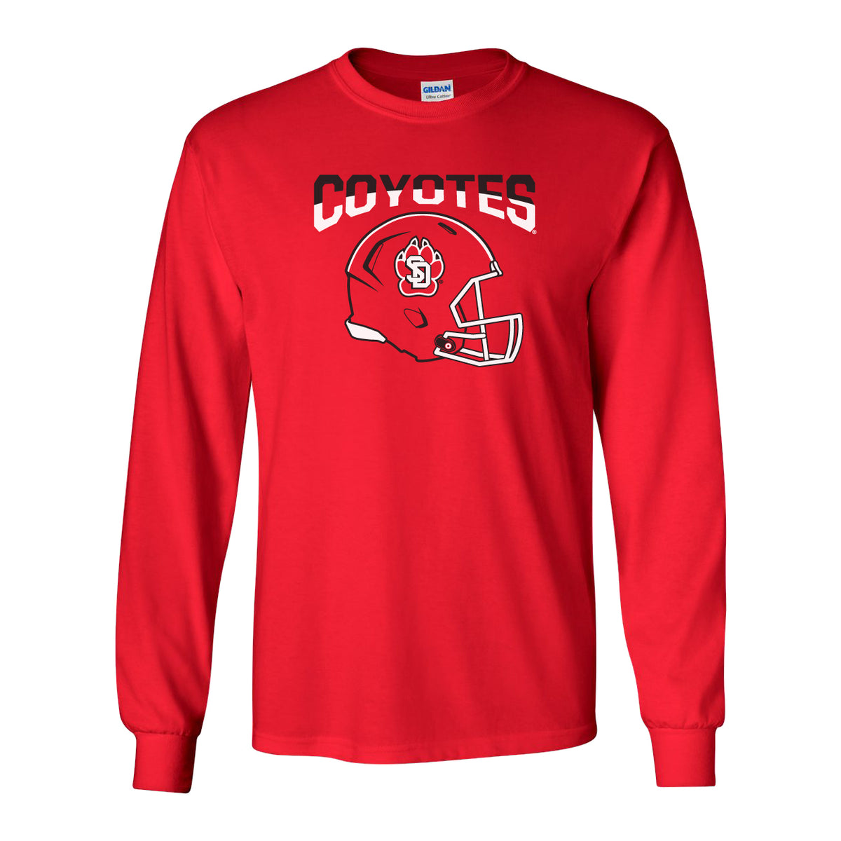 South Dakota Coyotes Long Sleeve Tee Shirt - USD Football Helmet