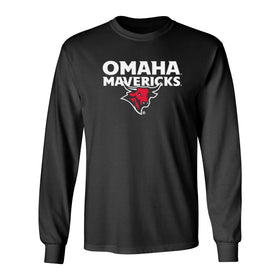Omaha Mavericks Long Sleeve Tee Shirt - Omaha Mavericks with Bull on Black