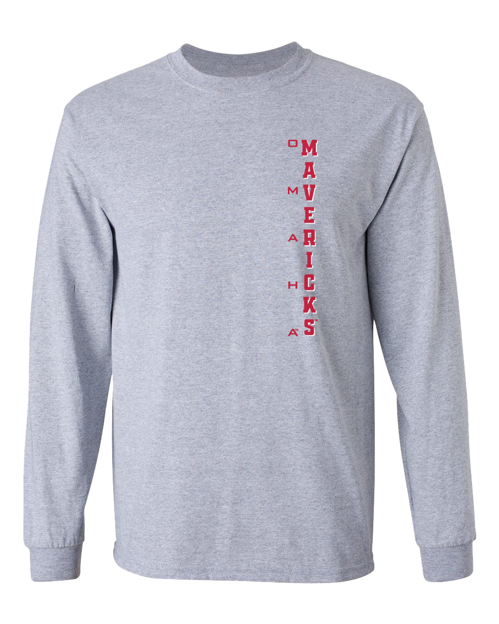 Omaha Mavericks Long Sleeve Tee Shirt - Vertical UNO Mavericks