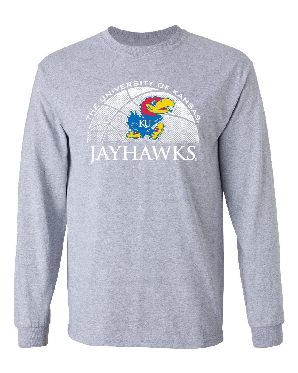 Kansas Jayhawks Long Sleeve Tee Shirt - Kansas Basketball Primary Logo