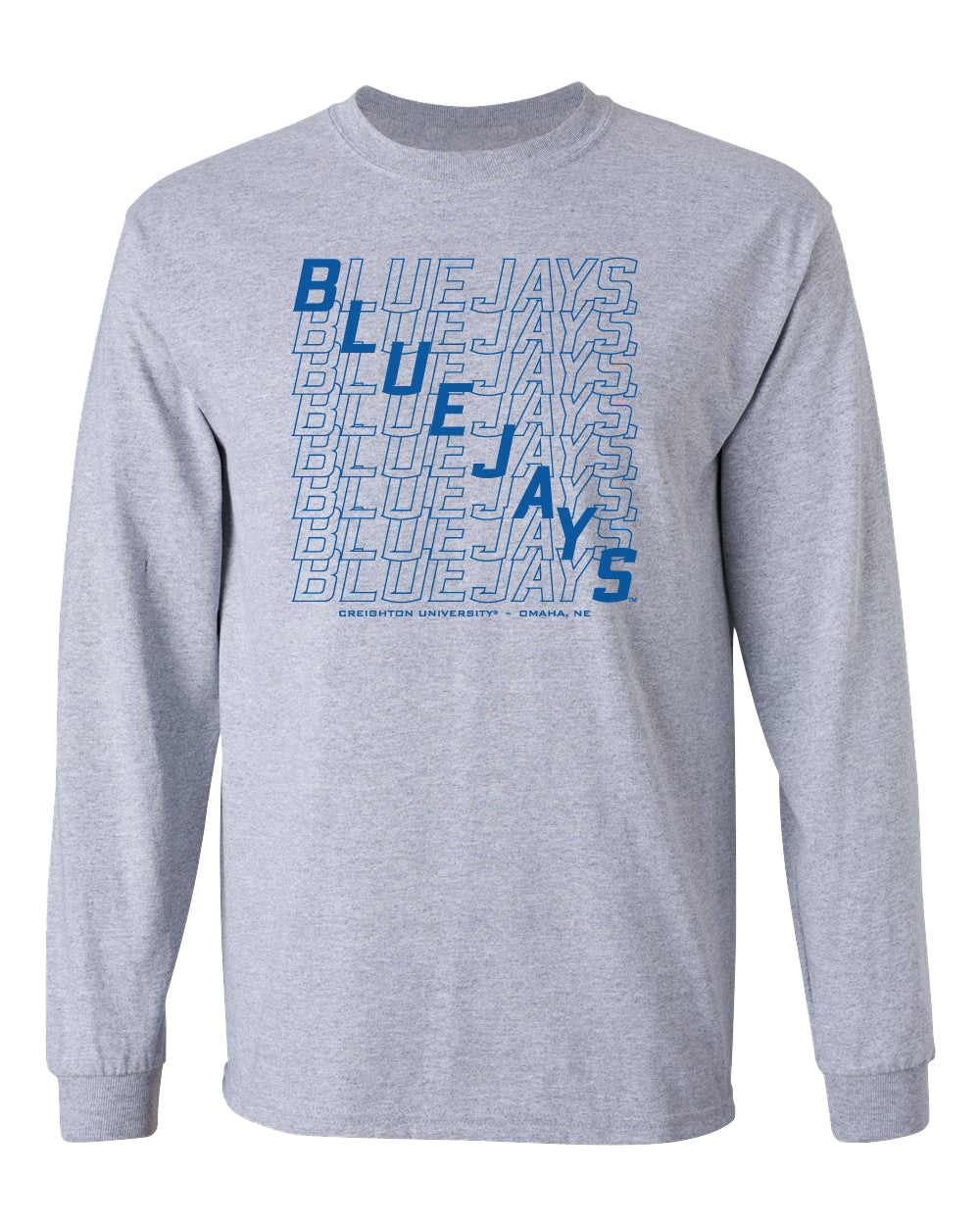 Creighton Bluejays Long Sleeve Tee Shirt - Bluejays Diagonal Echo