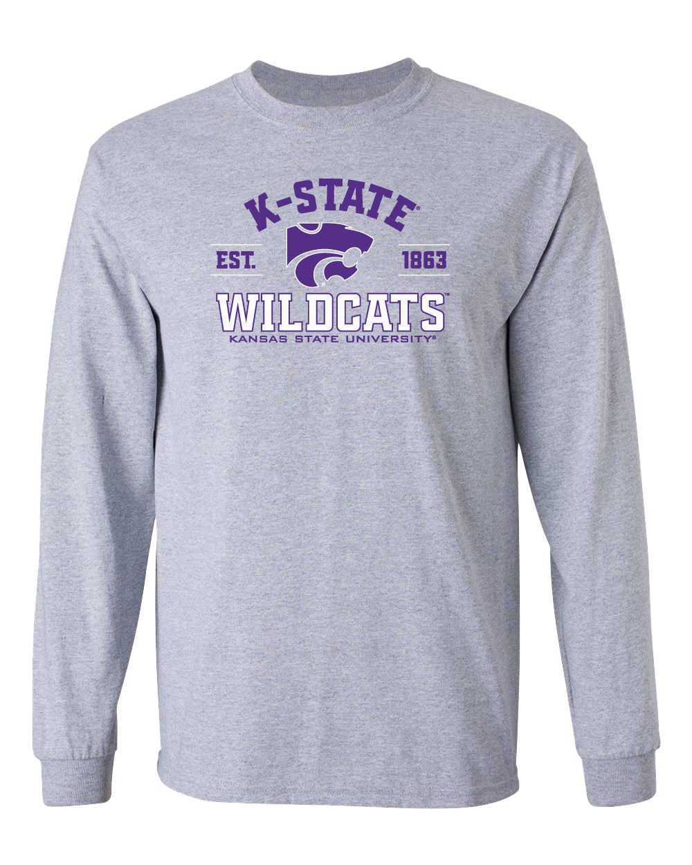 K-State Wildcats Long Sleeve Tee Shirt - Arch K-State Wildcats EST 1863