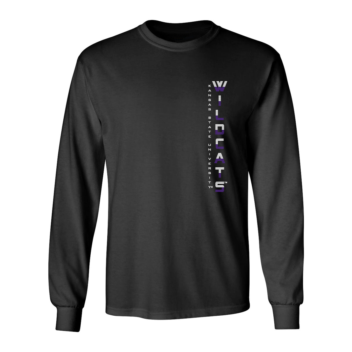 K-State Wildcats Long Sleeve Tee Shirt - Vertical Striped Wildcats