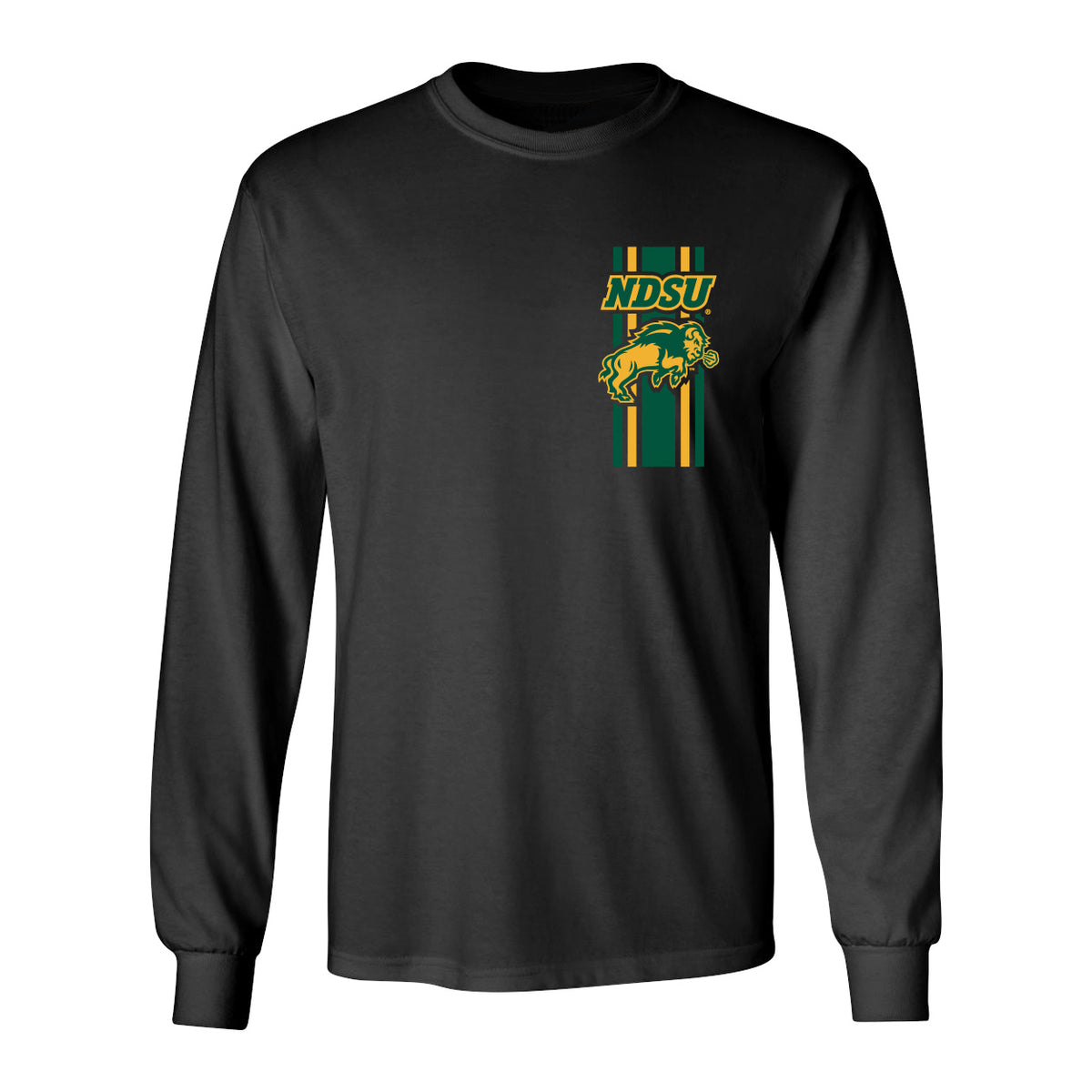 NDSU Bison Long Sleeve Tee Shirt - Bison Logo Vertical Stripe