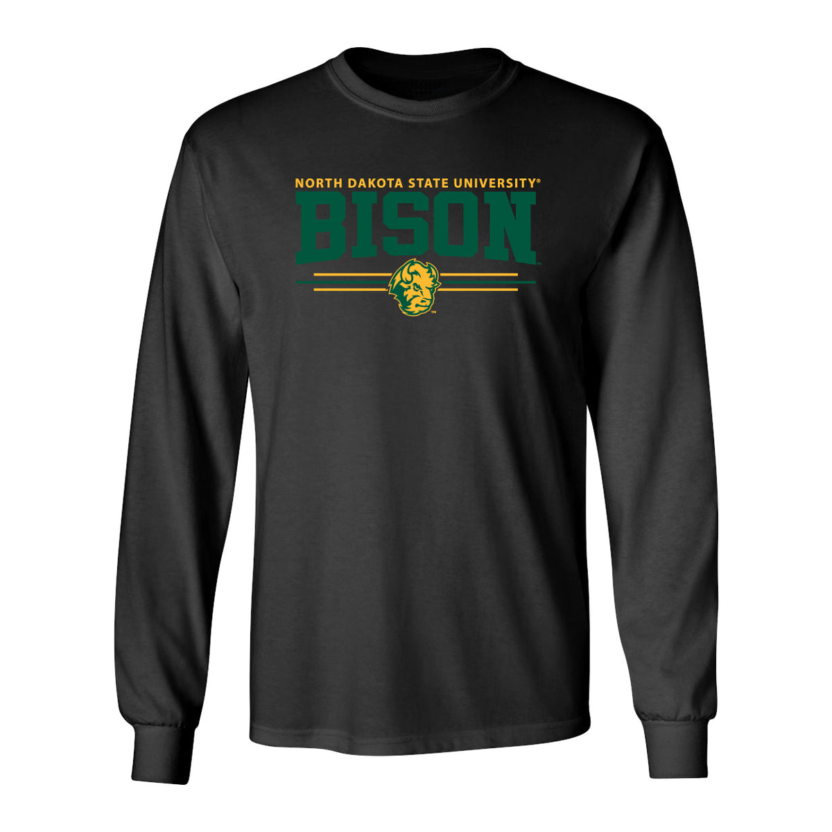 NDSU Bison Long Sleeve Tee Shirt - Bison 3-Stripe