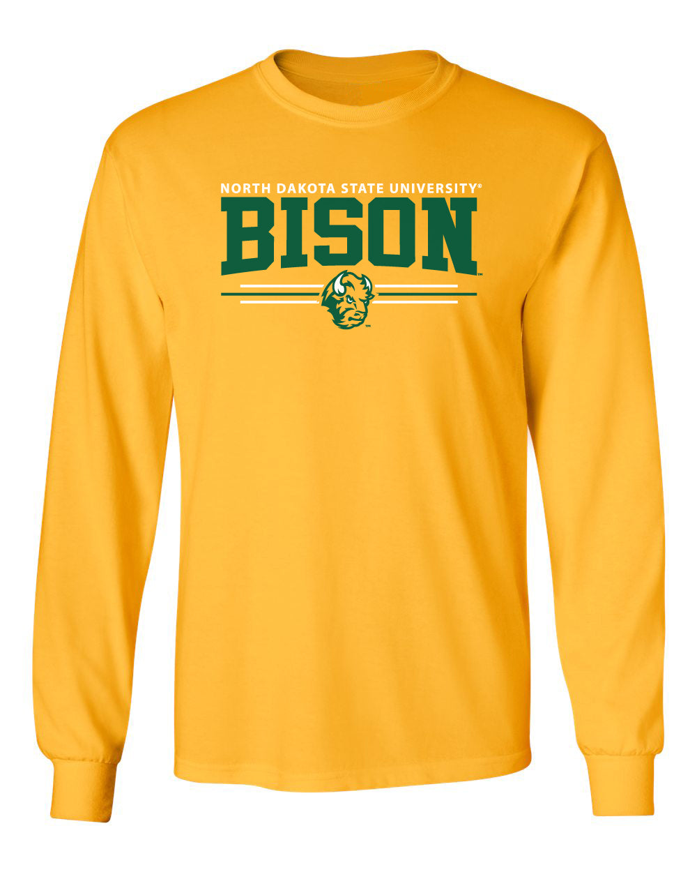NDSU Bison Long Sleeve Tee Shirt - Bison 3-Stripe