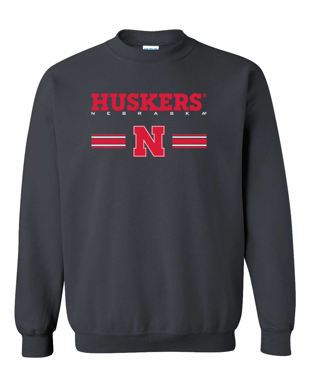 Nebraska Husker Crewneck Sweatshirt - HUSKERS Stripe N