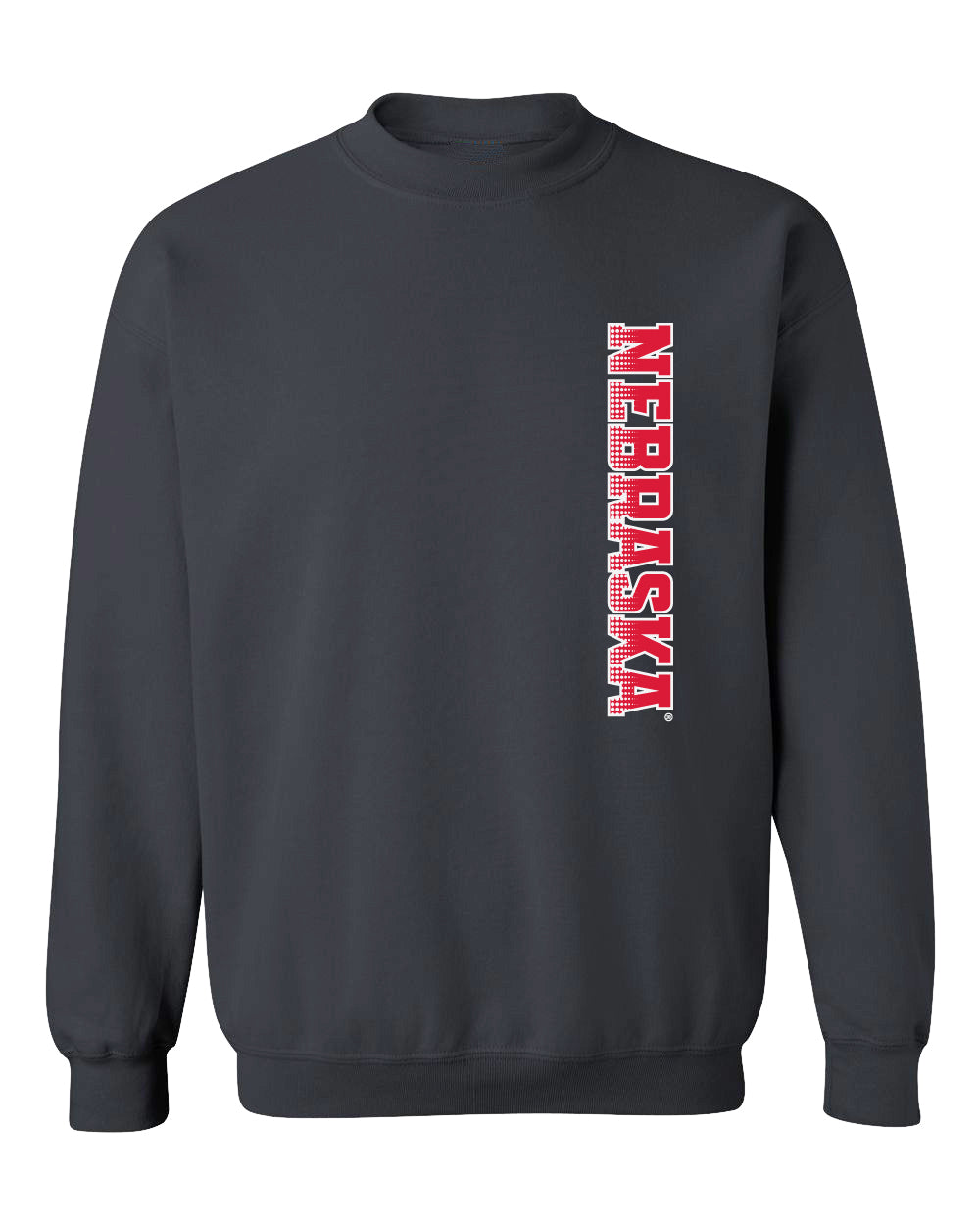 Nebraska Huskers Crewneck Sweatshirt - Vertical Nebraska Red & White Fade