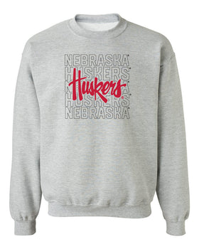 Nebraska Huskers Crewneck Sweatshirt - Script Huskers Overlay