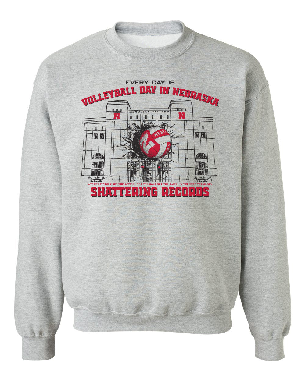 Nebraska Huskers Crewneck Sweatshirt - Volleyball Day in Nebraska