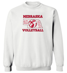 Nebraska Huskers Crewneck Sweatshirt - Huskers Volleyball 5-Time National Champions