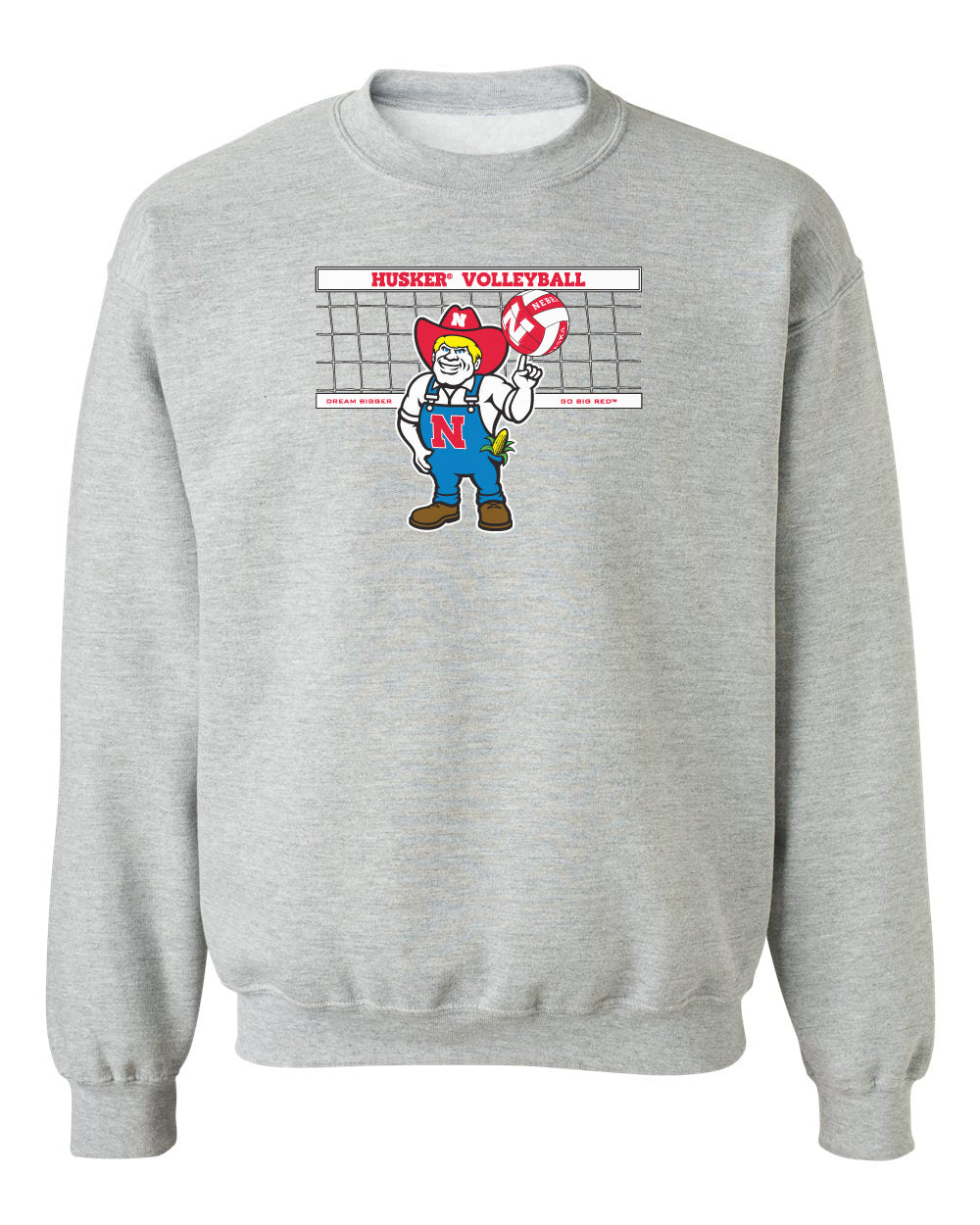 Nebraska Huskers Crewneck Sweatshirt - Nebraska Volleyball with Herbie Husker