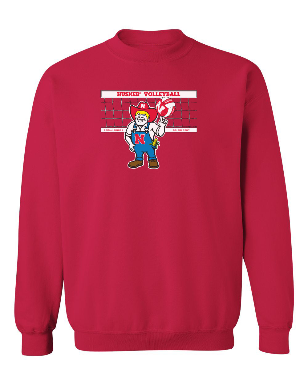 Nebraska Huskers Crewneck Sweatshirt - Nebraska Volleyball with Herbie Husker