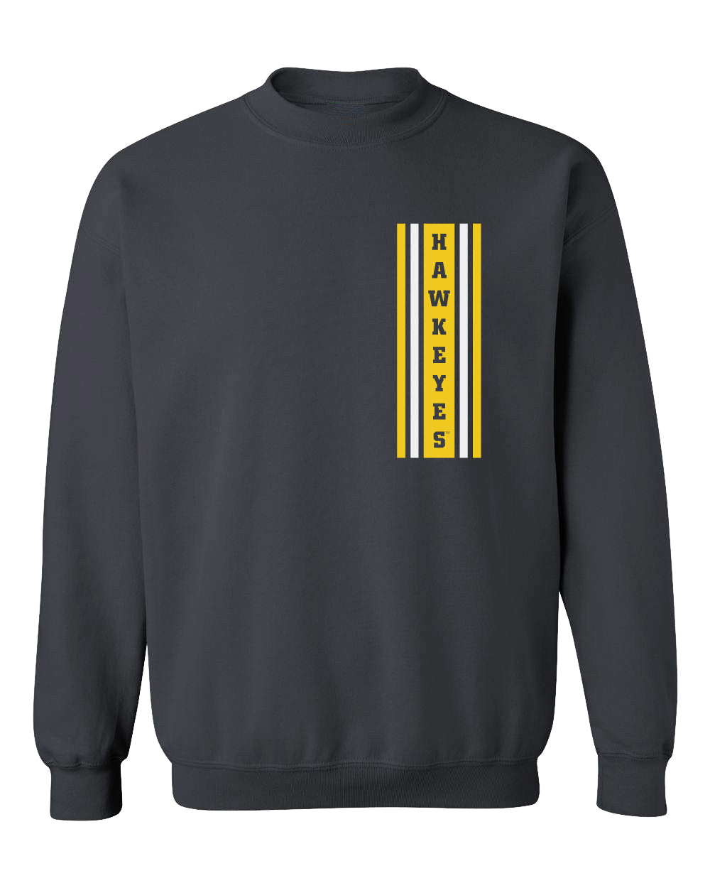 Iowa Hawkeyes Crewneck Sweatshirt - Vertical Stripe with HAWKEYES