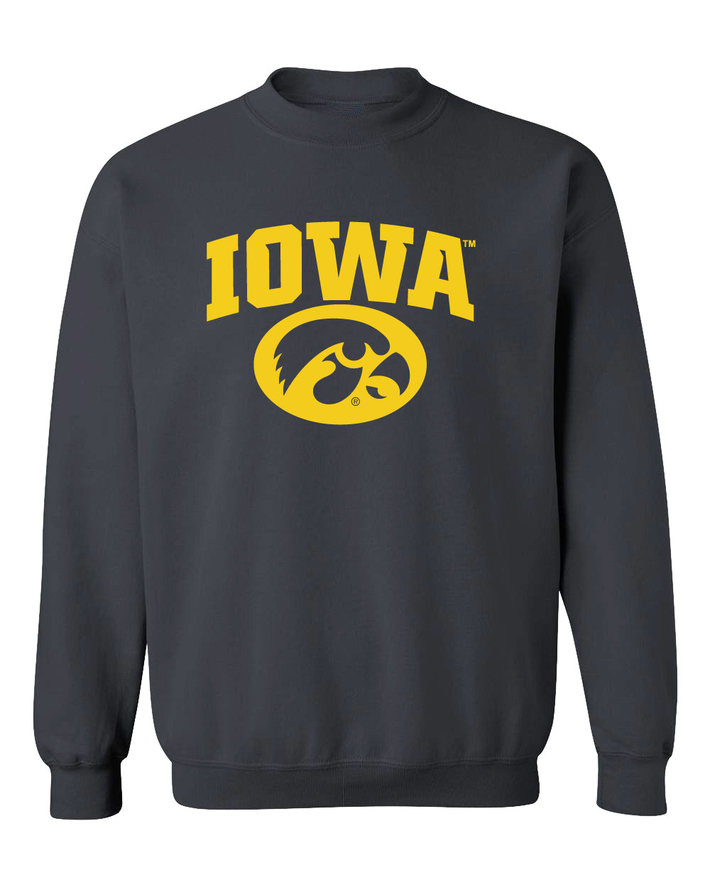 Iowa Hawkeyes Crewneck Sweatshirt - Arched IOWA with Tigerhawk Oval