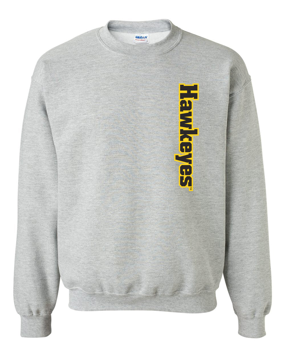 Iowa Hawkeyes Crewneck Sweatshirt - Vertical Offset Hawkeyes on Gray