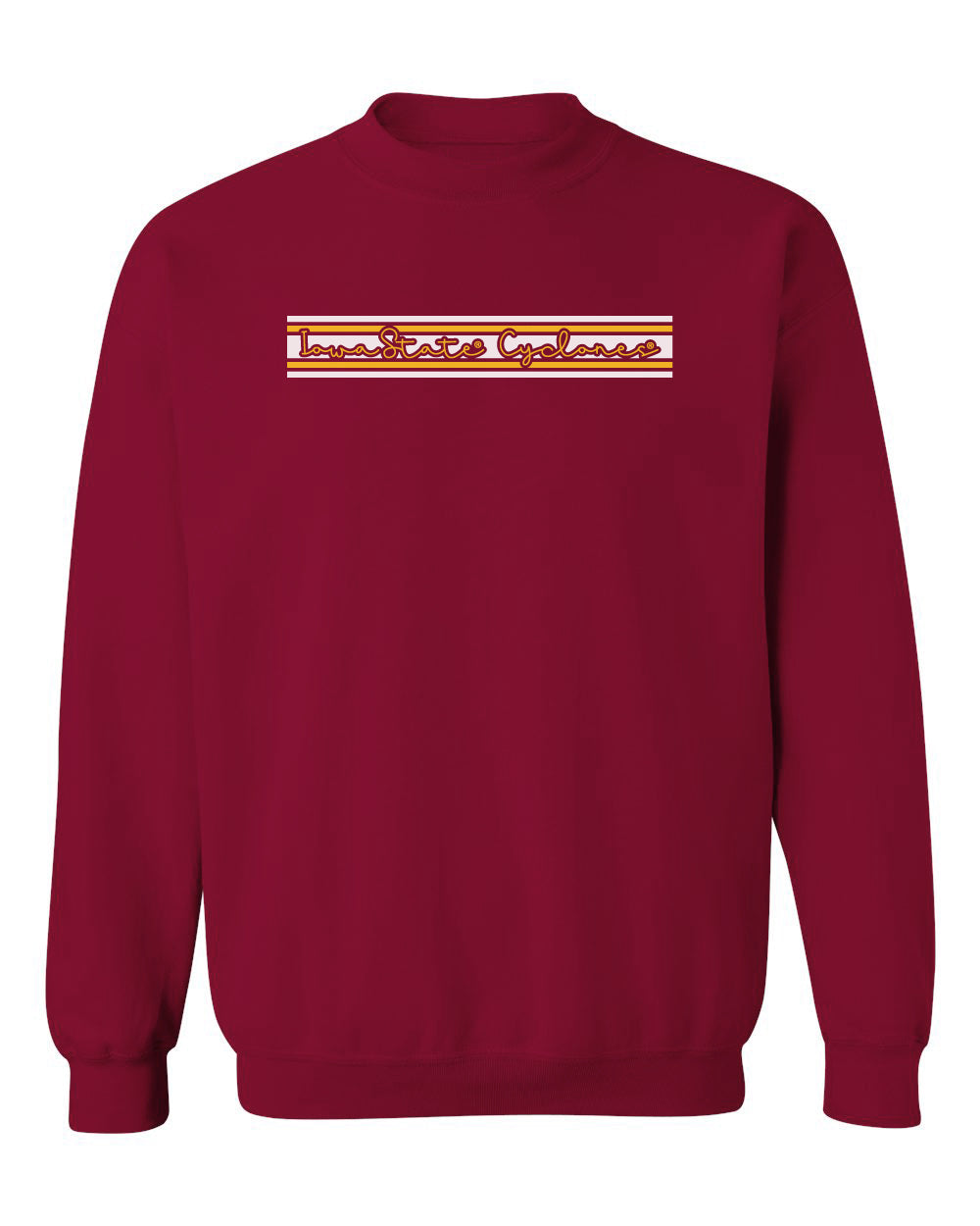 Iowa State Cyclones Crewneck Sweatshirt - Horizontal Stripe Script Iowa State Cyclones