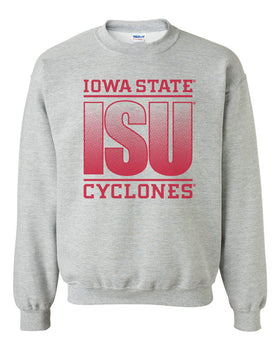 Iowa State Cyclones Crewneck Sweatshirt - ISU Fade Red on Gray