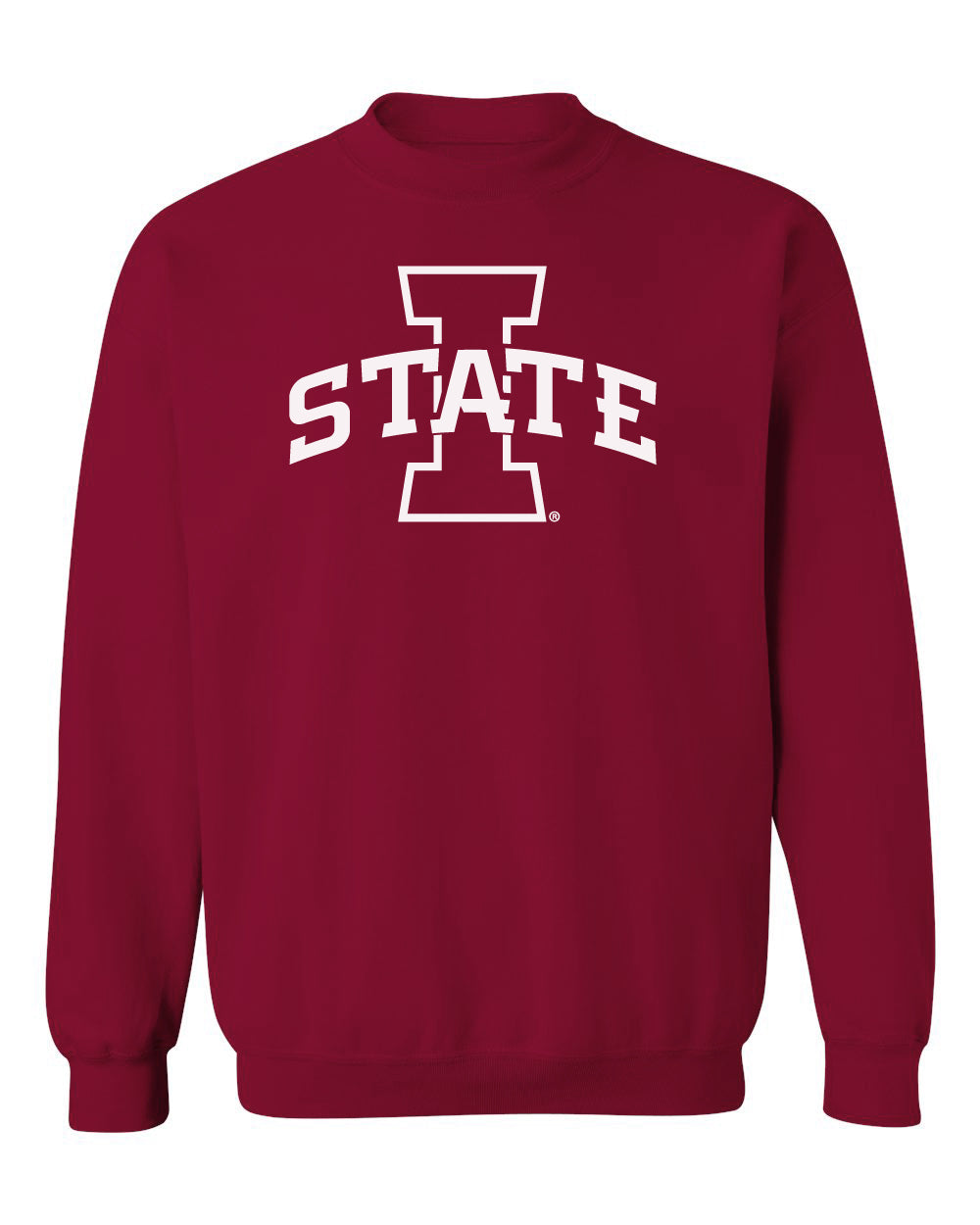 Iowa State Cyclones Crewneck Sweatshirt - Primary Logo White on Cardinal