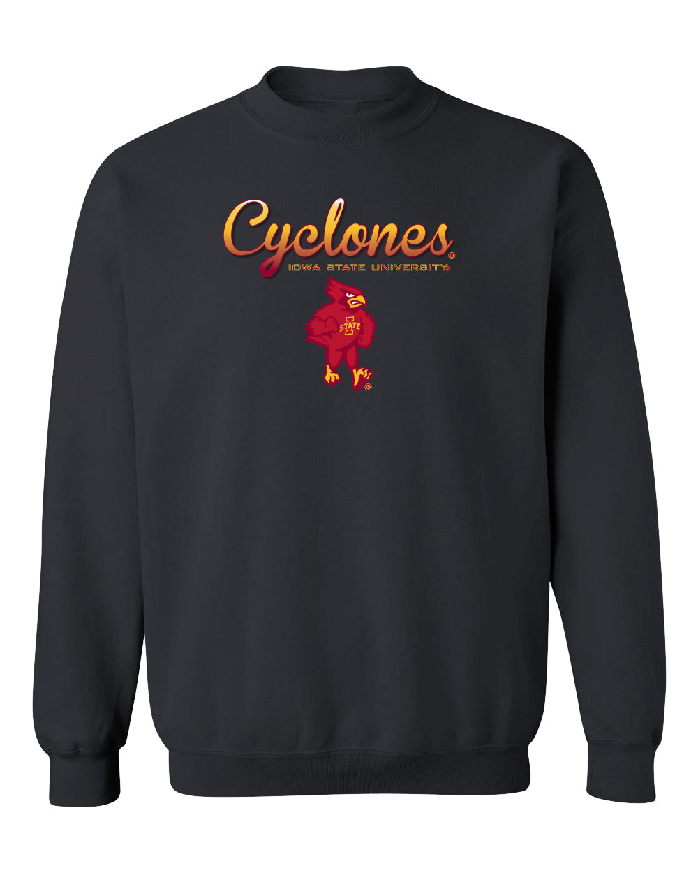 Iowa State Cyclones Crewneck Sweatshirt - Script Cyclones Full Color Fade with Cy