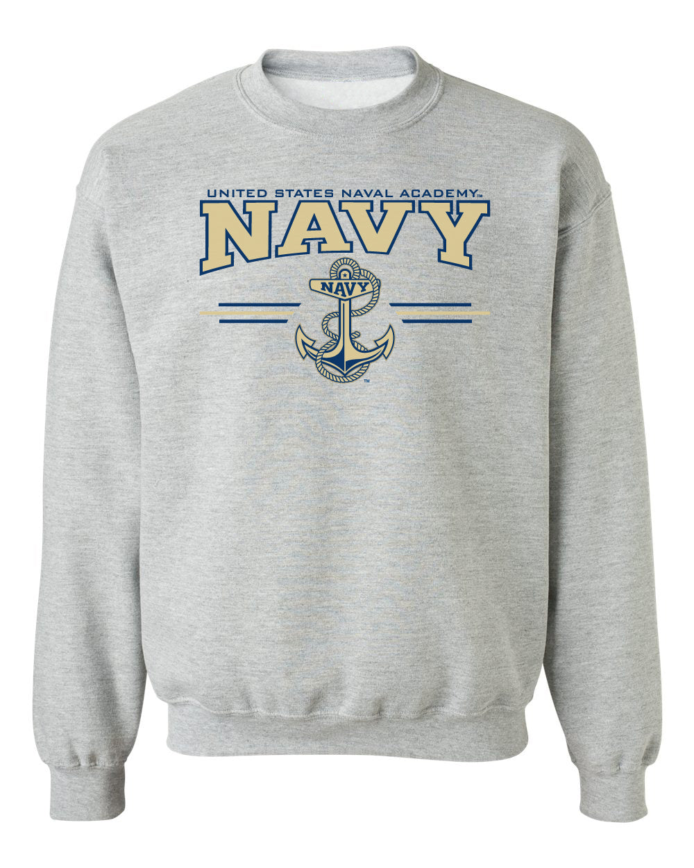 Navy Midshipmen Crewneck Sweatshirt - U.S. Navy 3 Stripe Anchor Logo