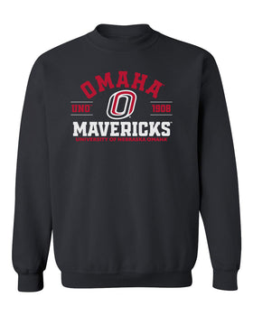 Omaha Mavericks Crewneck Sweatshirt - UNO 1908 Arch Omaha