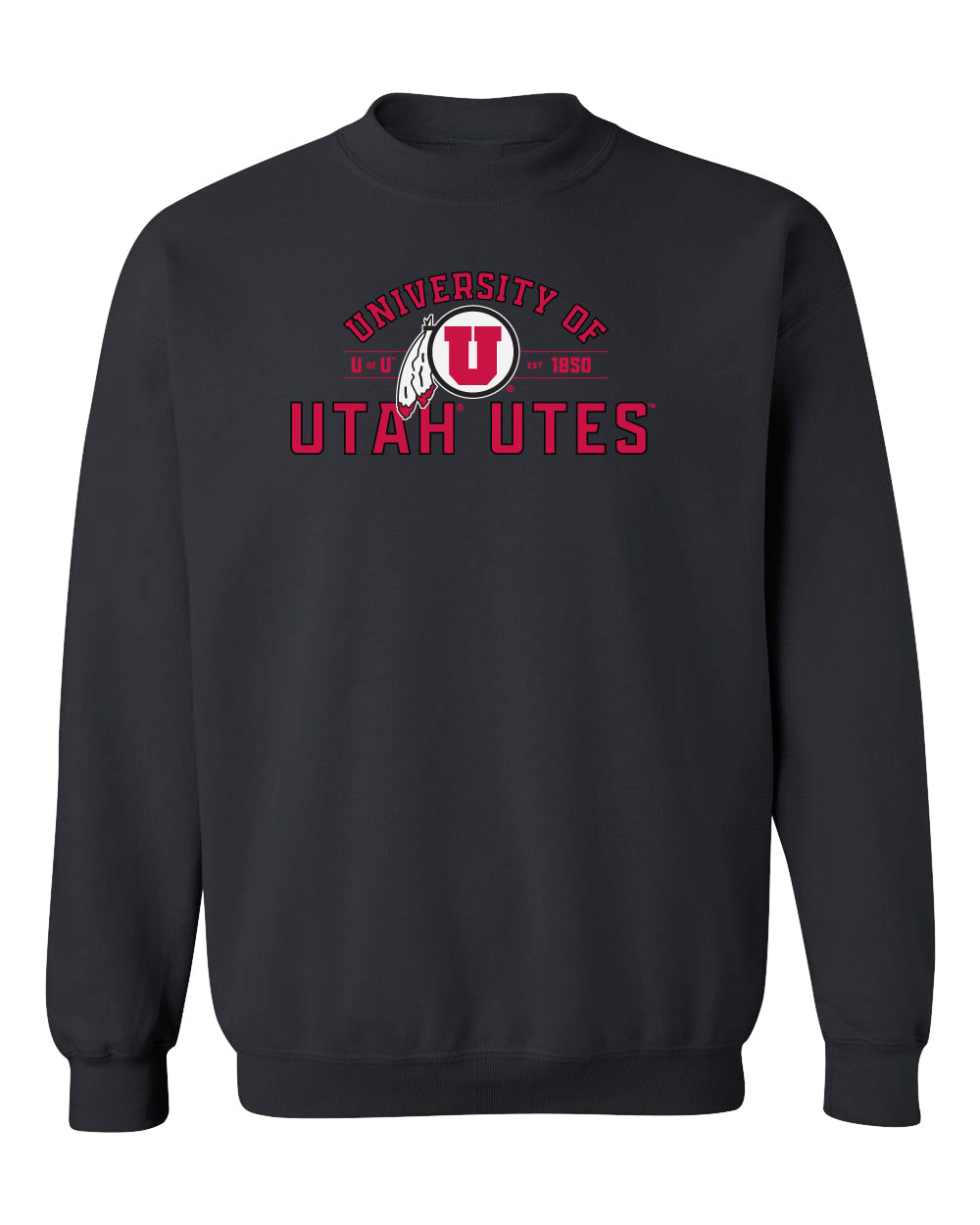 Utah Utes Crewneck Sweatshirt - U of U Arch with Circle Feather Logo