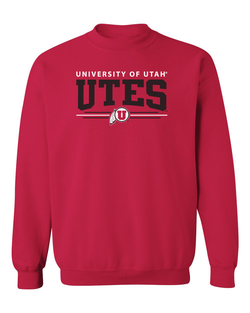 Utah Utes Crewneck Sweatshirt - Arch UTES 3 Stripe Logo