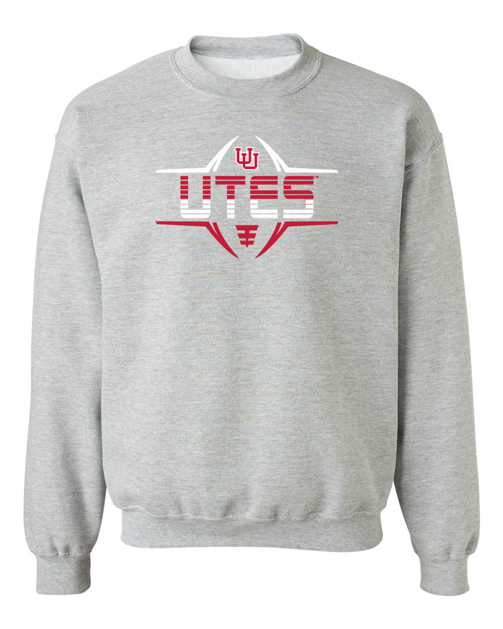 Utah Utes Crewneck Sweatshirt - Striped UTES Football Laces
