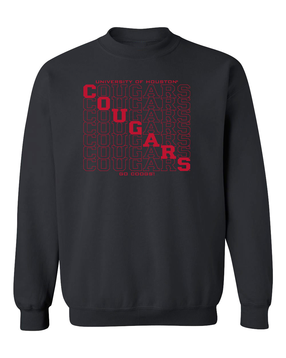 Houston Cougars Crewneck Sweatshirt - Diagonal Cougars Echo
