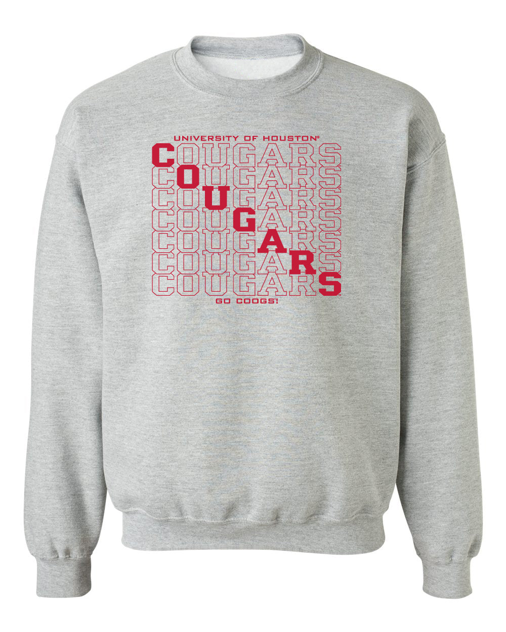Houston Cougars Crewneck Sweatshirt - Diagonal Cougars Echo
