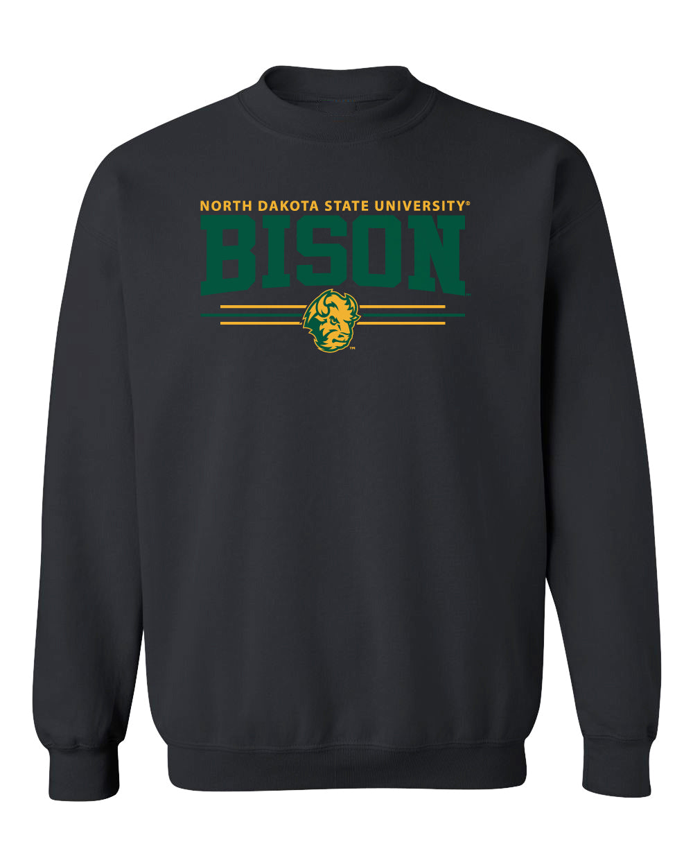 NDSU Bison Crewneck Sweatshirt - Bison 3-Stripe