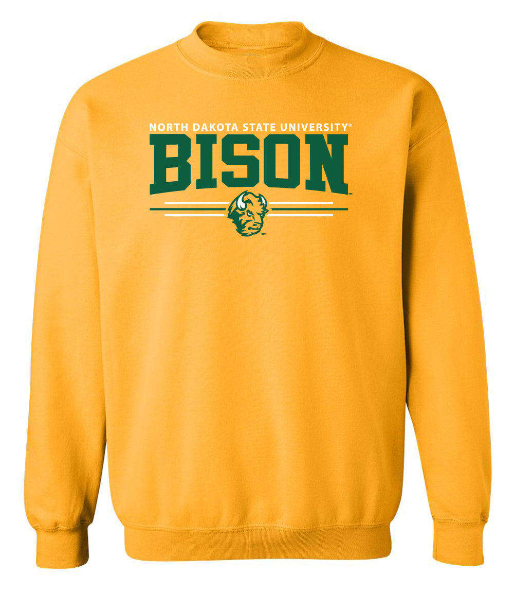 NDSU Bison Crewneck Sweatshirt - Bison 3-Stripe