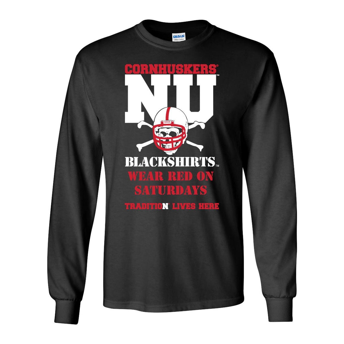 Nebraska Cornhuskers Football "Blackshirts Wear Red on Saturdays" Long Sleeve Tee Shirt