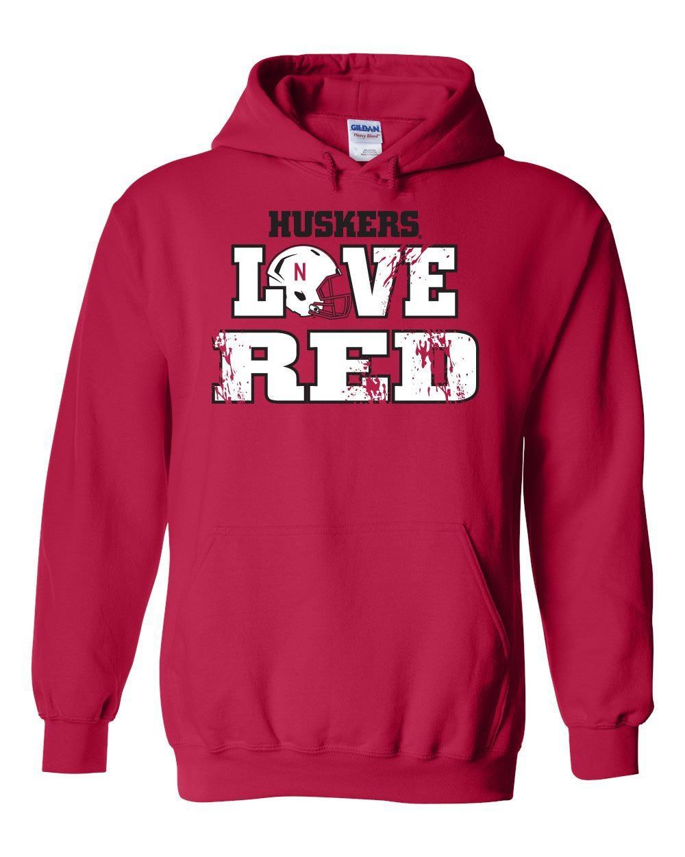 Nebraska Cornhuskers Football "LOVE RED" Helmet Hooded Sweatshirt